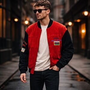 Vintage 1980s Adidas Suede Expedition Bomber Coat PAN-XX Express First Edition M